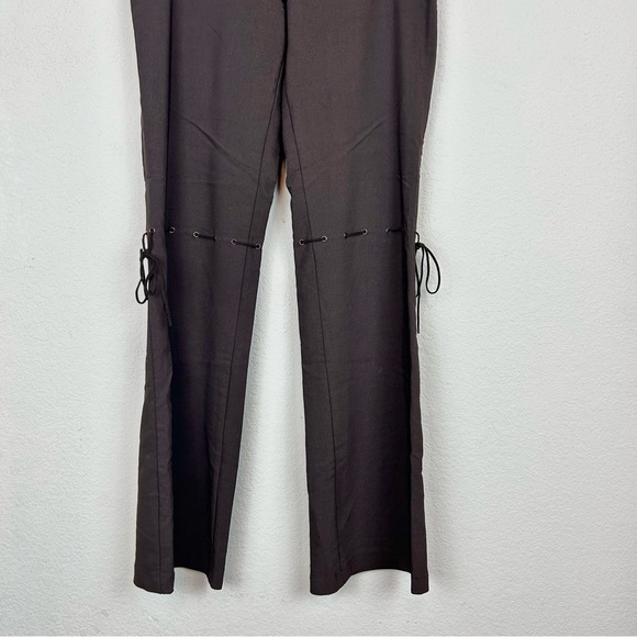 Krizia Brown Tie Boot Cut Stretchy Pants - Picture 3 of 8